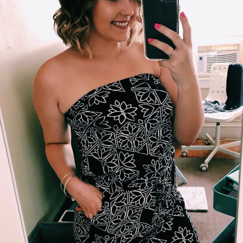 Black and white printed capri-pant jumpsuit!